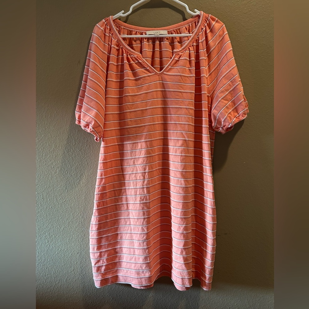 Striped coral Dress Loft Size XL